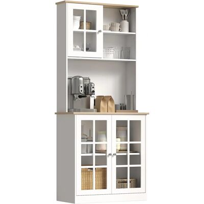 HOMCOM White 72" Modern Kitchen Sideboard - Storage, Glass Doors HOMCOM White 72" Modern Kitchen Sideboard - Storage, Glass Doors