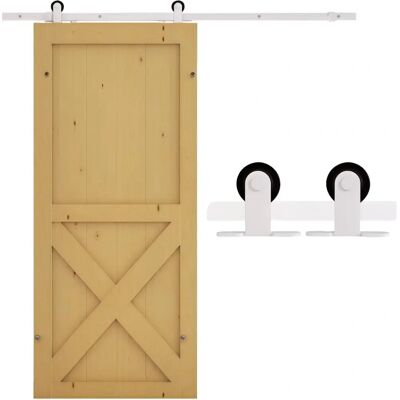 HOMCOM Steel Sliding Barn Door Hardware Track Kit - 6FT, Durable Steel, Easy Install HOMCOM Steel Sliding Barn Door Hardware Track Kit - 6FT, Durable Steel, Easy Install