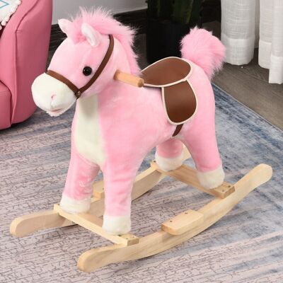 HOMCOM - Plush Rocking Horse - Pink - Rocking Horse HOMCOM - Plush Rocking Horse - Pink - Rocking Horse