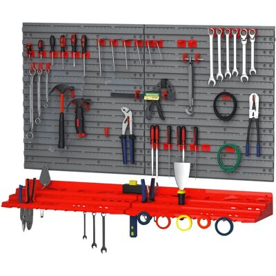 DURHAND 54 Pcs Wall Tool Organizer Red - Pegboard Type DURHAND 54 Pcs Wall Tool Organizer Red - Pegboard Type