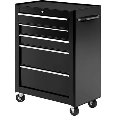 HOMCOM Steel Tool Cabinet - Black, 5-Drawer, Lockable HOMCOM Steel Tool Cabinet - Black, 5-Drawer, Lockable