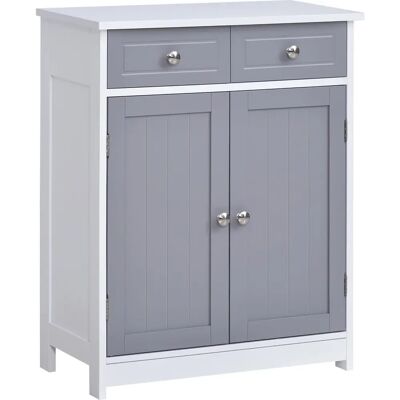 Kleankin 75x60cm Bathroom Storage Cabinet - 2 Drawers Grey/White Kleankin 75x60cm Bathroom Storage Cabinet - 2 Drawers Grey/White