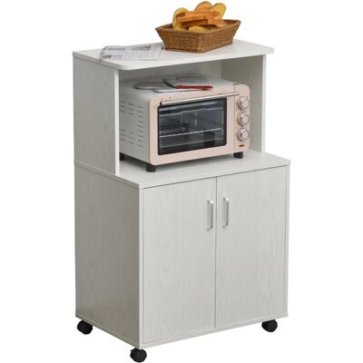 HOMCOM White Kitchen Storage Unit - Microwave Trolley & Cabinet HOMCOM White Kitchen Storage Unit - Microwave Trolley & Cabinet