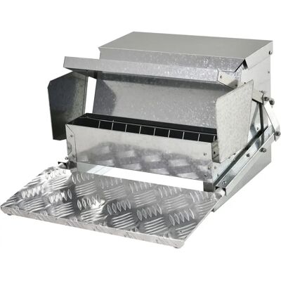 PawHut Silver Galvanized Steel 11.5kg Chicken Feeder - Chicken Feeder PawHut Silver Galvanized Steel 11.5kg Chicken Feeder - Chicken Feeder