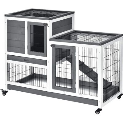 PawHut Wooden Rabbit Hutch - Elevated Indoor Cage for Small Animals PawHut Wooden Rabbit Hutch - Elevated Indoor Cage for Small Animals