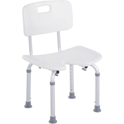 HOMCOM Adjustable Aluminum Shower Bath Stool Spa Chair - Bath Stool HOMCOM Adjustable Aluminum Shower Bath Stool Spa Chair - Bath Stool