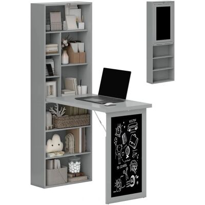 HOMCOM Fold-Out Wall-Mounted Desk with Blackboard - Desk HOMCOM Fold-Out Wall-Mounted Desk with Blackboard - Desk