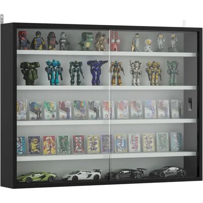 HOMCOM - 5-Tier Wall Display Shelf Unit - Glass Doors HOMCOM - 5-Tier Wall Display Shelf Unit - Glass Doors