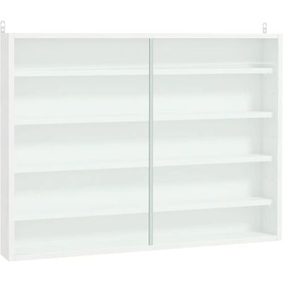 HOMCOM White 5-Tier Wall Shelf with Glass & Slide Doors HOMCOM White 5-Tier Wall Shelf with Glass & Slide Doors