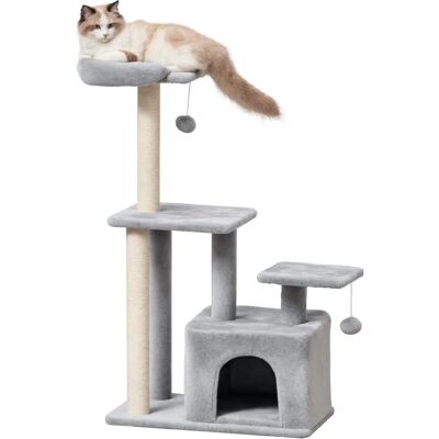 PawHut Cat Tree Tower - Light Grey - Cat Tree Tower PawHut Cat Tree Tower - Light Grey - Cat Tree Tower