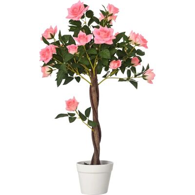 Outsunny Pink Artificial Rose Tree - Artificial Plant 90cm/3FT Outsunny Pink Artificial Rose Tree - Artificial Plant 90cm/3FT