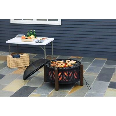 Outsunny 78cm 2-In-1 Outdoor Fire Pit & Firewood BBQ - Fire Pit Outsunny 78cm 2-In-1 Outdoor Fire Pit & Firewood BBQ - Fire Pit