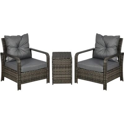 Outsunny Garden Sofa Set - Grey - 3-Piece Rattan Furniture Outsunny Garden Sofa Set - Grey - 3-Piece Rattan Furniture