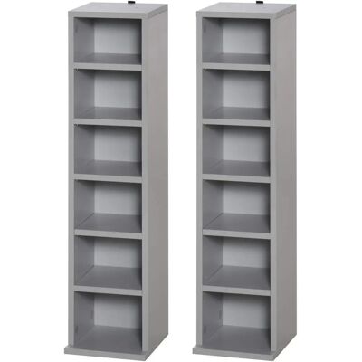 HOMCOM Set of 2 Grey CD Storage Shelves - Storage Shelf HOMCOM Set of 2 Grey CD Storage Shelves - Storage Shelf