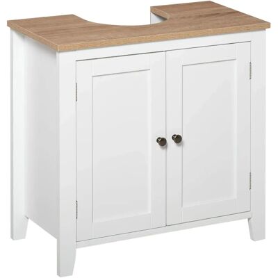 Kleankin Bathroom Pedestal Under Sink Cabinet - Double Door Storage Kleankin Bathroom Pedestal Under Sink Cabinet - Double Door Storage