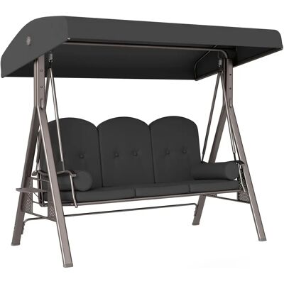 Outsunny 3 Seat Garden Swing Chair - Steel, Grey Outsunny 3 Seat Garden Swing Chair - Steel, Grey