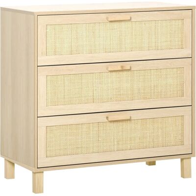 HOMCOM 3 Drawer Cabinet - Wooden Storage Cupboard - Light Brown HOMCOM 3 Drawer Cabinet - Wooden Storage Cupboard - Light Brown