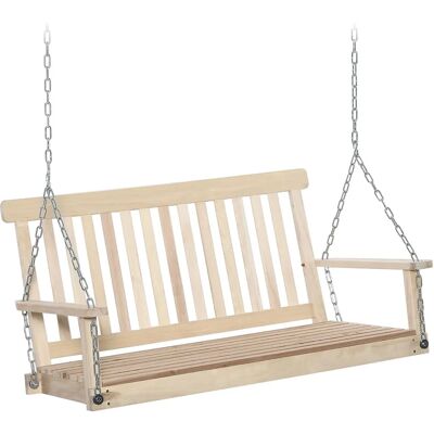 Outsunny Natural 2 Seater Wooden Garden Swing - Porch Bench Outsunny Natural 2 Seater Wooden Garden Swing - Porch Bench