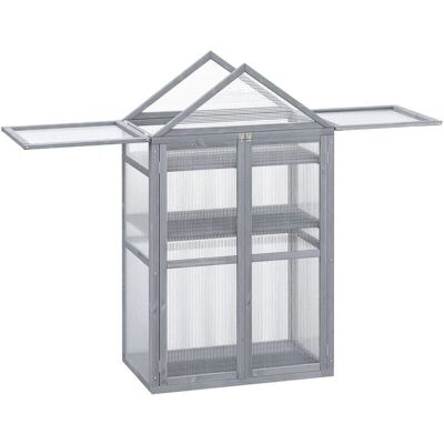 Outsunny Wooden Greenhouse 80x47x138cm Grey - Garden Plant Shelter Outsunny Wooden Greenhouse 80x47x138cm Grey - Garden Plant Shelter