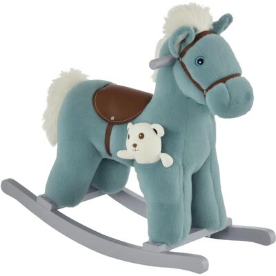 HOMCOM Kids Plush Ride-On Rocking Horse - Blue - Ride-On Toy HOMCOM Kids Plush Ride-On Rocking Horse - Blue - Ride-On Toy