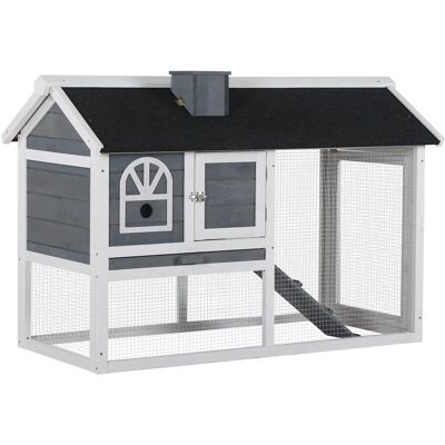 PawHut Rabbit Hutch Wood Bunny Cage for Outdoor Indoor - Grey - Rabbit Hutch PawHut Rabbit Hutch Wood Bunny Cage for Outdoor Indoor - Grey - Rabbit Hutch