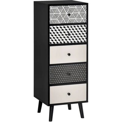 HOMCOM Black 5 Drawer Chest of Drawers - Chest of Drawers HOMCOM Black 5 Drawer Chest of Drawers - Chest of Drawers