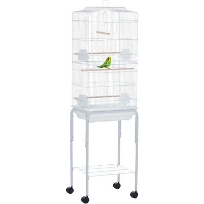 PawHut Bird Cage Metal Budgie - Rolling Stand, Slide-out Tray, Storage Shelf - Bird Cage PawHut Bird Cage Metal Budgie - Rolling Stand, Slide-out Tray, Storage Shelf - Bird Cage