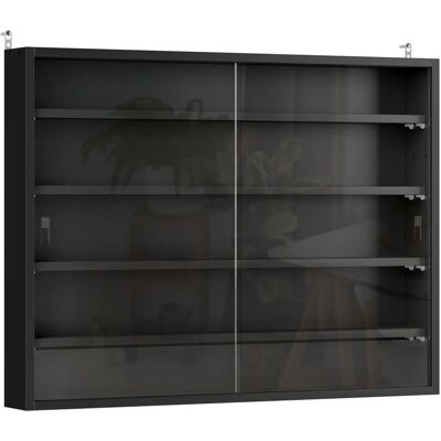 HOMCOM - 5-Tier Glass Cabinet - Black HOMCOM - 5-Tier Glass Cabinet - Black