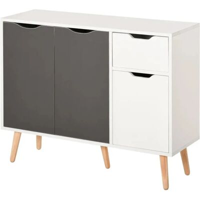 Homcom Storage Cabinet Sideboard - White & Coloured Doors - 2 Large, 1 Small Cupboard, Top Drawer Homcom Storage Cabinet Sideboard - White & Coloured Doors - 2 Large, 1 Small Cupboard, Top Drawer