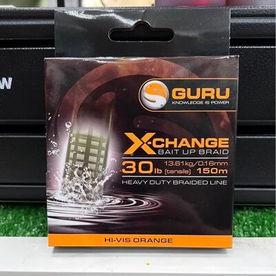 Guru X-Change Bait Up Braid - Schwerbelastete orange Angelschnur - 30lb 150m Guru X-Change Bait Up Braid - Schwerbelastete orange Angelschnur - 30lb 150m