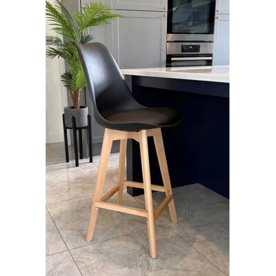 Fusion Living Soho Black Plastic Bar Stool - Modern, Contoured, 67cm H Fusion Living Soho Black Plastic Bar Stool - Modern, Contoured, 67cm H