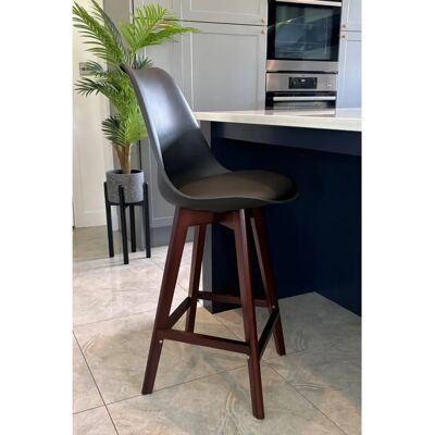 Fusion Living Soho Plastic Bar Stool with Dark Wood Legs - Bar Stool Fusion Living Soho Plastic Bar Stool with Dark Wood Legs - Bar Stool