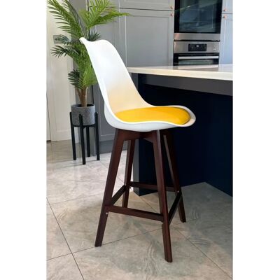 Fusion Living Soho Yellow White Plastic Bar Stool - Bar Stool Fusion Living Soho Yellow White Plastic Bar Stool - Bar Stool