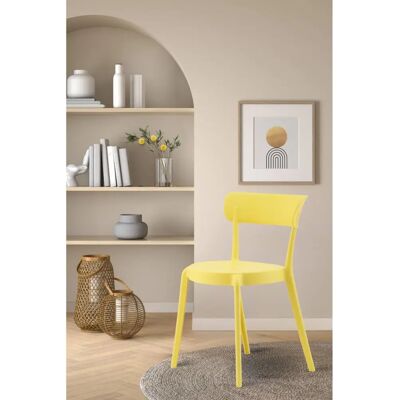 Fusion Living Lemon Yellow Plastic Bistro Dining Chair - Dining Chair Fusion Living Lemon Yellow Plastic Bistro Dining Chair - Dining Chair