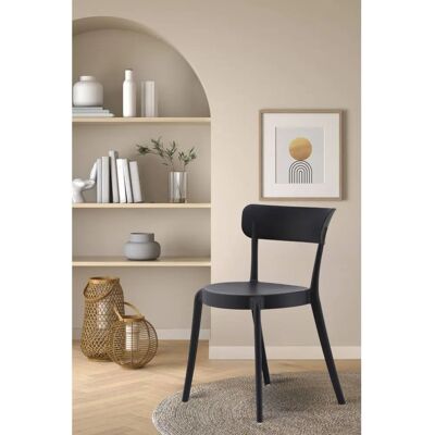 Fusion Living Black Plastic Bistro Dining Chair - Modern, Stackable, Indoor/Outdoor Fusion Living Black Plastic Bistro Dining Chair - Modern, Stackable, Indoor/Outdoor