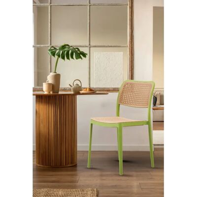 Fusion Living Green Plastic Cafe Dining Chair - Stylish, stackable, outdoor-ready Fusion Living Green Plastic Cafe Dining Chair - Stylish, stackable, outdoor-ready