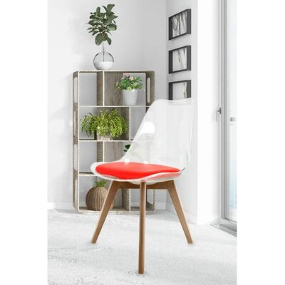 Fusion Living Soho Clear and Red Plastic Dining Chair - Dining Chair Fusion Living Soho Clear and Red Plastic Dining Chair - Dining Chair