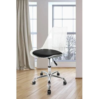 Fusion Living Soho Clear and Black Plastic Desk Chair - Swivel Base Fusion Living Soho Clear and Black Plastic Desk Chair - Swivel Base