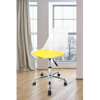 Fusion Living Soho Clear Yellow Plastic Desk Chair - Office, Home Fusion Living Soho Clear Yellow Plastic Desk Chair - Office, Home
