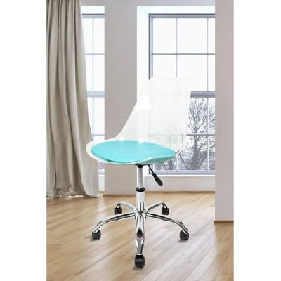 Fusion Living Soho Clear and Aqua Plastic Desk Chair - Swivel Base Fusion Living Soho Clear and Aqua Plastic Desk Chair - Swivel Base