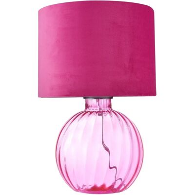 Happy Homewares - Hh055 - Ribbed Glass - Pink - Table Lamp Happy Homewares - Hh055 - Ribbed Glass - Pink - Table Lamp