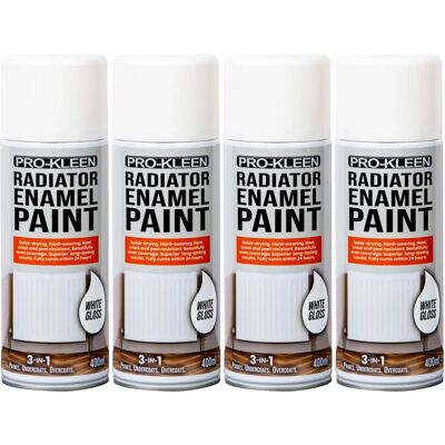 Pro-Kleen - Enamel Radiator - White Gloss - Pack 4 - Paint Pro-Kleen - Enamel Radiator - White Gloss - Pack 4 - Paint