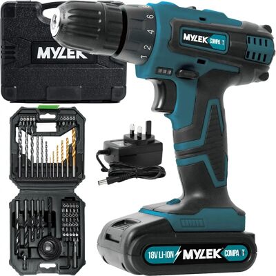 Mylek - Cordless Drill 18V Driver Screwdriver - 56-Piece Kit - Drill Mylek - Cordless Drill 18V Driver Screwdriver - 56-Piece Kit - Drill