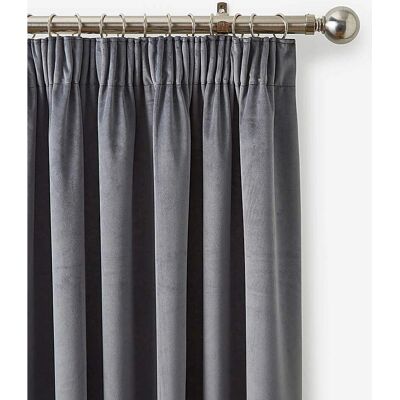JD Williams - Velvet Pencil Pleat Curtains - Charcoal - Curtains JD Williams - Velvet Pencil Pleat Curtains - Charcoal - Curtains