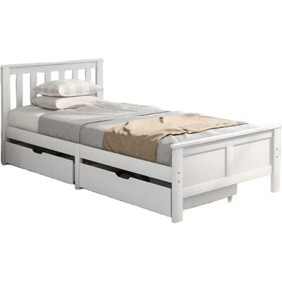 Merax 3ft Single Bed Frame White Wooden Bed With 2 Drawers - Bed Type Merax 3ft Single Bed Frame White Wooden Bed With 2 Drawers - Bed Type