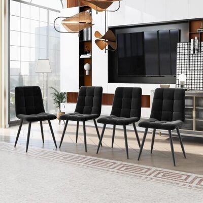 ModernLuxe - M-4 - Velours - Noir - Dining chairs ModernLuxe - M-4 - Velours - Noir - Dining chairs