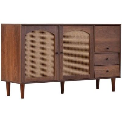 ModernLuxe - Buffet - Marron - Portes en Rotin - Buffet - Publicité ModernLuxe - Buffet - Marron - Portes en Rotin - Buffet - Publicité