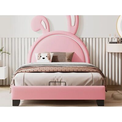Merax Child Bed with Rabbit Ears Headboard - 90x200cm - Pink - Child Bed Merax Child Bed with Rabbit Ears Headboard - 90x200cm - Pink - Child Bed