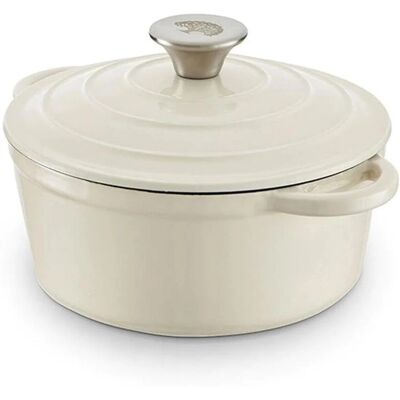 Barbary & Oak 20cm Cast Iron Cream Casserole - Cooking Pot Barbary & Oak 20cm Cast Iron Cream Casserole - Cooking Pot