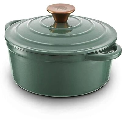 Barbary & Oak 20cm Verdigris Green Cast Iron Casserole - Cookware Barbary & Oak 20cm Verdigris Green Cast Iron Casserole - Cookware